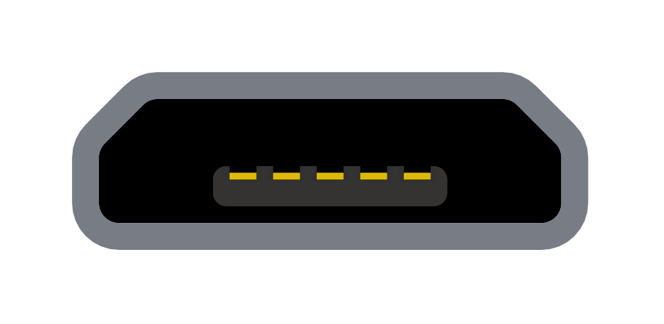 USB connector illustration, to scale, front view, legacy, USB 2 Micro-B receptacle.svg