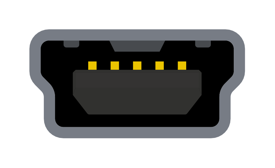 USB connector illustration, to scale, front view, legacy, Mini-B receptacle.svg
