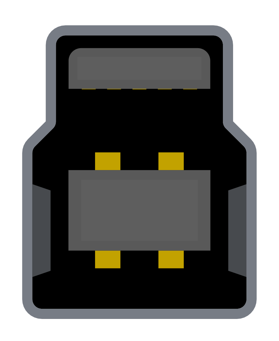 USB connector illustration, to scale, front view, legacy, USB 3 Standard-B receptacle.svg