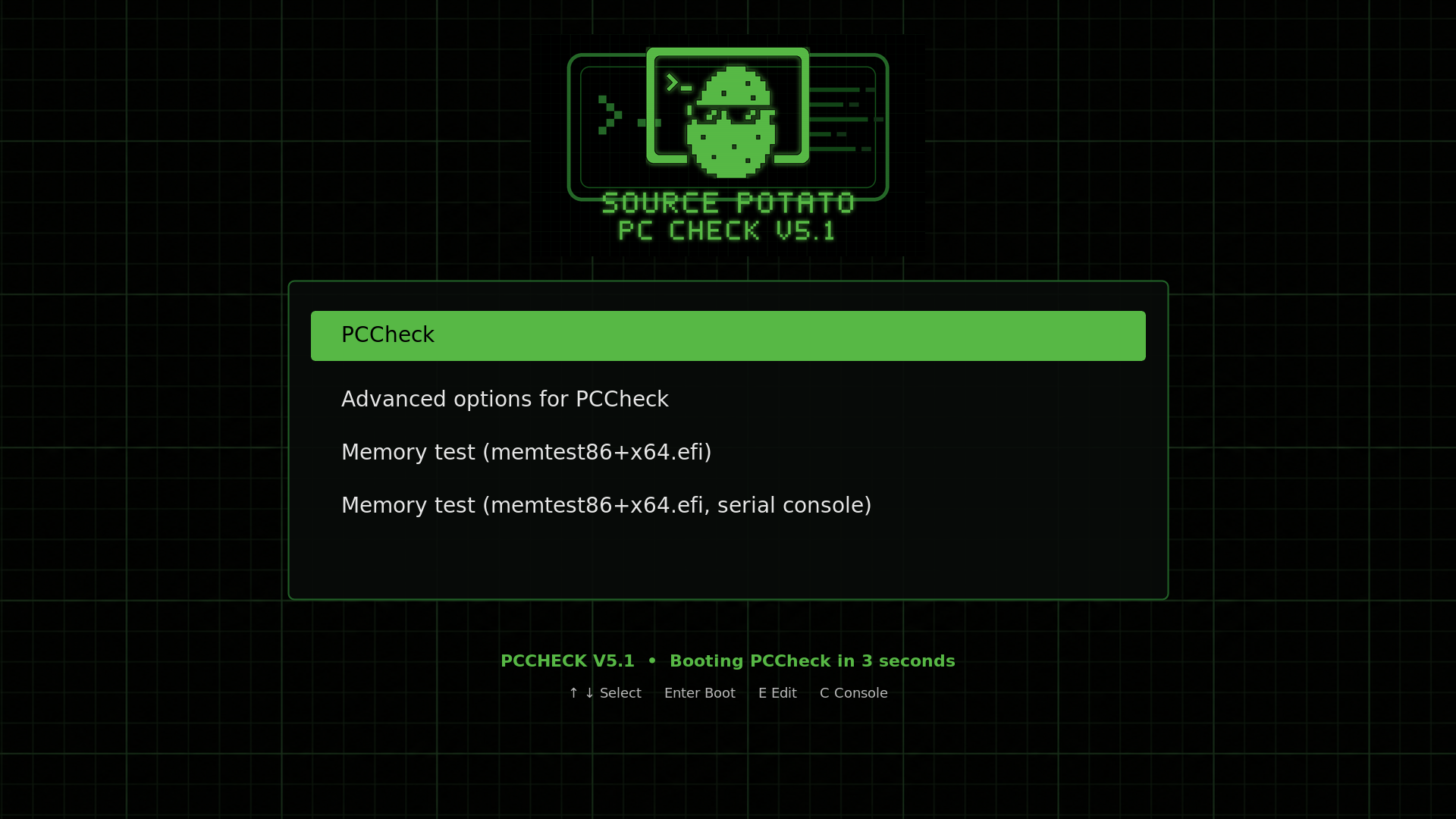 PCCheck USB boot menu