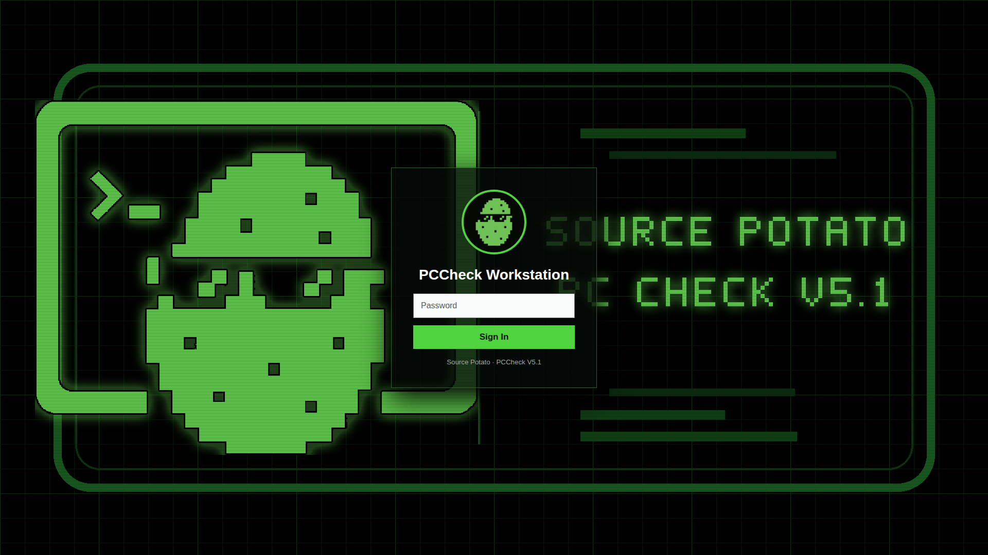 PCCheck branded login screen